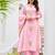Women's Pink Floral Printed Kurta Pant Dupatta Set | Elegant Ethnic Wear Suit Set