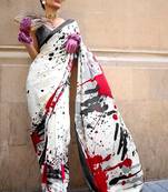 Multicolor floral print printed party-wear-sarees