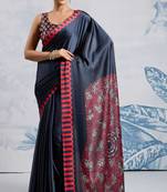Grey faux crepe printed all-seasons-sarees