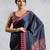Grey faux crepe printed all-seasons-sarees