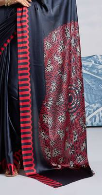 Grey faux crepe printed all-seasons-sarees 3