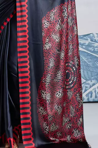 Grey faux crepe printed all-seasons-sarees