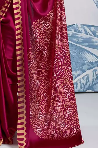 Maroon faux crepe printed all-seasons-sarees