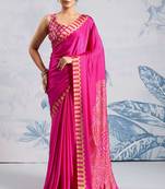 Pink satin poly silk printed all-seasons-sarees