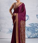 Purple satin poly silk printed all-seasons-sarees