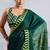 Dark green satin poly silk printed bollywood-sarees