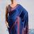 Navy blue satin poly silk printed bollywood-sarees