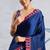 Navy blue satin poly silk printed bollywood-sarees