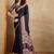 Black faux crepe printed party-wear-sarees