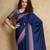 Navy blue faux crepe printed party-wear-sarees