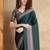 Dark green faux crepe printed party-wear-sarees
