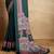Dark green faux crepe printed party-wear-sarees