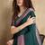 Dark green faux crepe printed party-wear-sarees