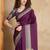 Purple faux crepe printed party-wear-sarees