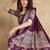 Purple faux crepe printed party-wear-sarees