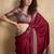 Maroon faux crepe printed patola-saris