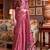 Pink faux crepe printed patola-saris