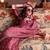 Pink faux crepe printed patola-saris