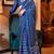 Blue satin poly silk printed patola-saris