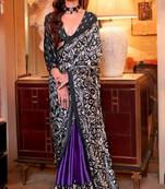 Black satin poly silk printed party-wear-sarees