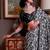 Black faux crepe printed party-wear-sarees