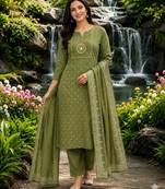 Beautiful green kurti with plazzo and dupatta