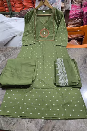 Beautiful green kurti with plazzo and dupatta