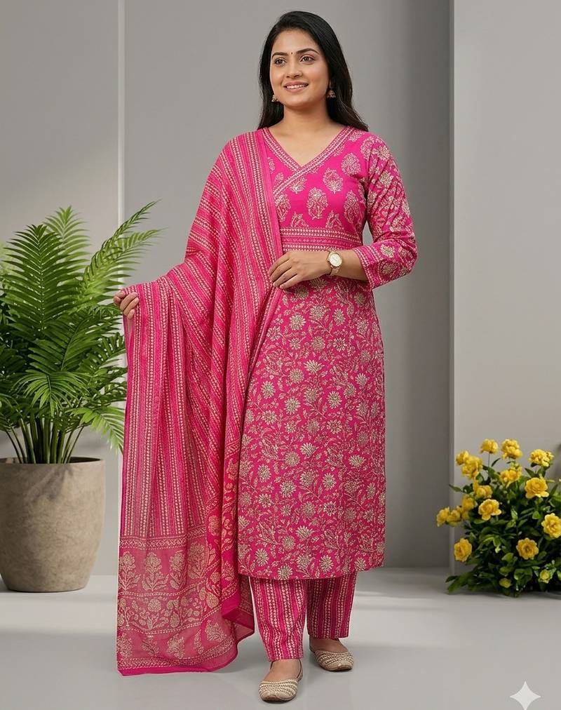 Beautiful pink printed kurta set