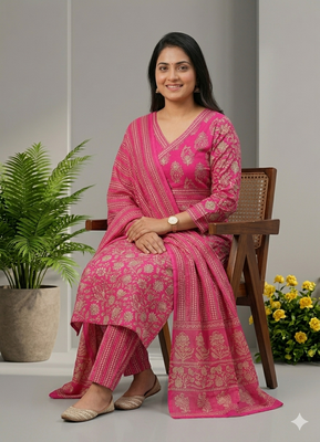 Beautiful pink printed kurta set 2