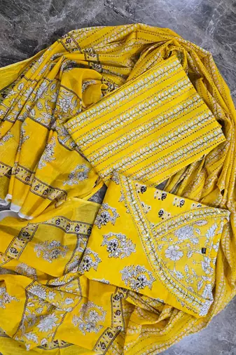 Beautiful yellow printed kurta set