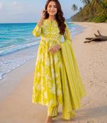 Beautiful mustard anarkali kurta set