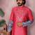 Red geometric print sequin silk kurta pyjama set for men |designer kurta