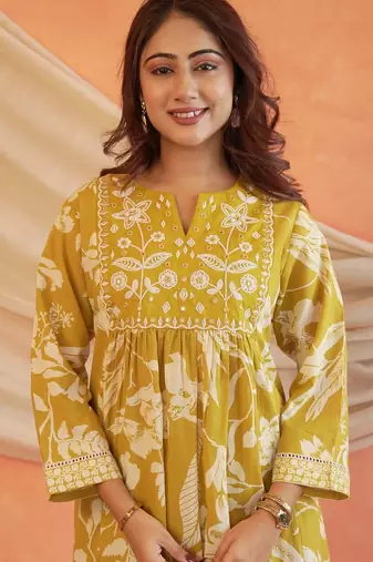 Beautiful mustard anarkali kurta set