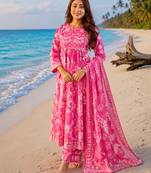 Beautiful pink anarkali kurta set