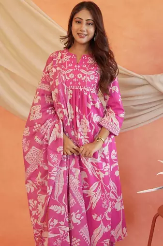 Beautiful pink anarkali kurta set
