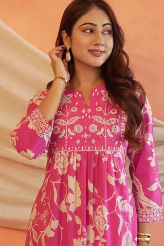 Beautiful pink anarkali kurta set