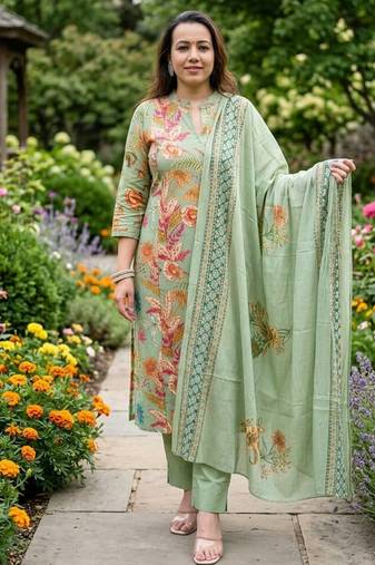Beautiful printed kurta with pant and dupatta