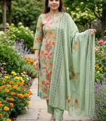 Beautiful printed kurta with pant and dupatta