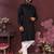 Black geometric sequin silk kurta pyjama set for men |designer kurta