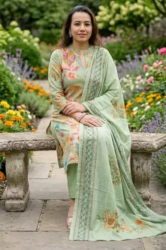 Beautiful printed kurta with pant and dupatta
