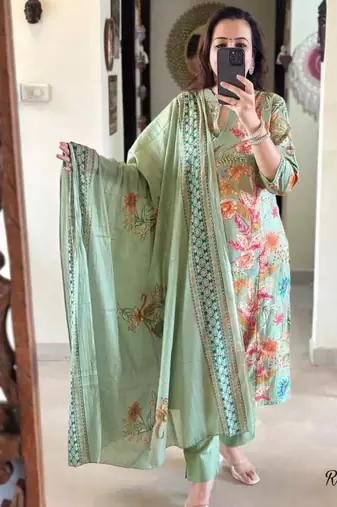 Beautiful printed kurta with pant and dupatta