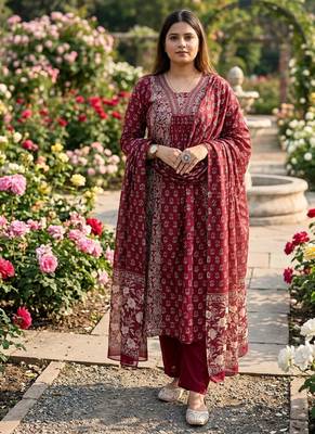 Beautiful anarkali kurta pant and dupatta set 1