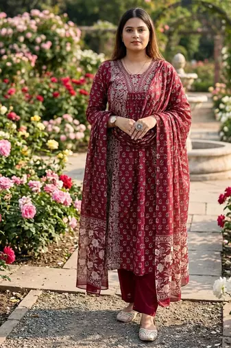 Beautiful anarkali kurta pant and dupatta set