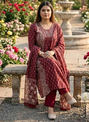 Beautiful anarkali kurta pant and dupatta set 2