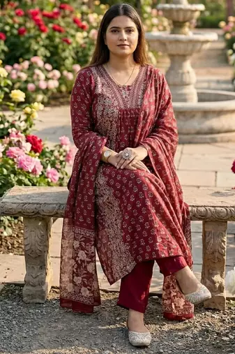 Beautiful anarkali kurta pant and dupatta set
