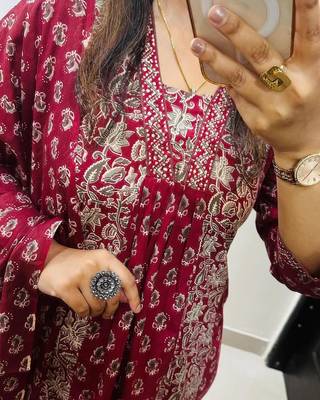 Beautiful anarkali kurta pant and dupatta set 3