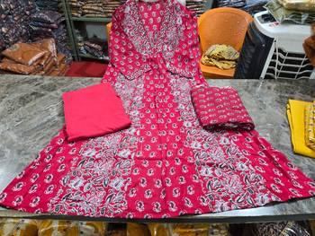 Beautiful anarkali kurta pant and dupatta set 5