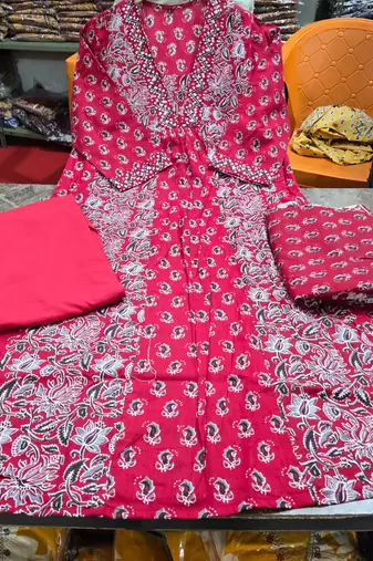 Beautiful anarkali kurta pant and dupatta set