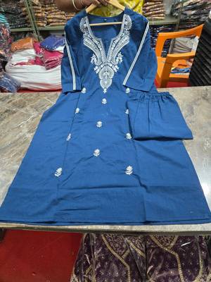 Beautiful blue embroideredcotton cord set 5