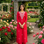 Beautiful red embroidered cotton cord set